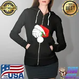 Volleyball Ball With Santa Hat Christmas Shirt Full Zip Hooded