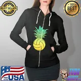 Volleyball Pineapple Ball Shirt Full Zip Hooded