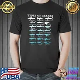 21 Types of Sharks Marine Biology T-shirt