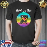 Adopt a Dog Funny Vintage Rainbow Sunset Puppy Pet Rescue T-Shirt