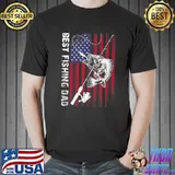 American Flag Best Fishing Dad Rod Fish & Lure T-shirt