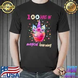 Awesome 100 Days Of Magical Learning Cute Unicorn Girls Women Teens T-Shirt