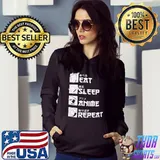 Awesome Eat Sleep Anime Repeat Shirt