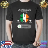 Awesome Funny Shenanigans Are Calling St Patricks Day Irish Clover T-Shirt
