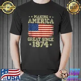 Awesome Making America Great Since 1974 USA Flag Retro 48th Birthday T-Shirt Unisex