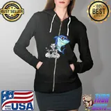 Awesome Skeleton Riding Shark Funny Halloween Boys Girls Kids T-Shirt Full Zip Hooded