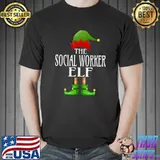 Awesome Social Worker Elf Xmas Funny Family Matching Christmas T-Shirt