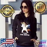 Awesome Unicorn with blue ribbon Type 1 Diabetes T1D Type One-Derful T-Shirt