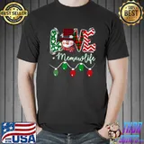 Best Memaw Snowman Love Memaw Life Christmas Red Plaid T-Shirt Unisex