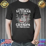 Best Mens Being a Veteran is an Honor Being Grandpa is Priceless T-Shirt