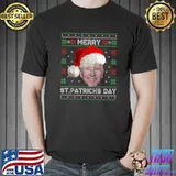 Best Merry St. Patricks Day Funny Santa Joe Biden Ugly Christmas T-shirt