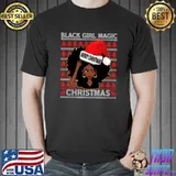 Black Girl Magic Merry Christmas African American Woman Xmas T-Shirt