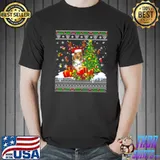 Christmas Lights Sheltie Dog Funny Xmas Ugly Sweater Shirt Unisex