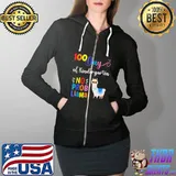 Cute 100 Days of Kindergarten No Probllama Llama Teacher T-Shirt Full Zip Hooded