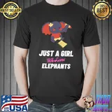 Cute Just A Girl Who Loves Elephants Safari Animals Lover Long Sleeve T-Shirt