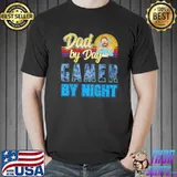 Dad by day gamer by night video games gaming father shirt