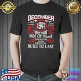 December 1947 birthday vintage label decorations retro bday shirt