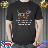 Easily Distracted By Dogs & Books T-Shirt