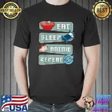EAT SLEEP ANIME REPEAT Shirt, Anime Japanese Manga Kawaii T-Shirt