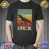 Fishsaurus Bass Fishing T Rex Dinosaur Gift For Kids Boys T-Shirt Unisex
