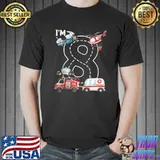 Funny 8th Birthday Fire Truck Ambulance Police Car 8 Year Old T- Unisex