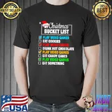 Funny Bucket List Santa Hat Video Games Gamer Boys Christmas T-Shirt