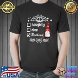 Funny Funny Naughty Nice Redhead Gnome Christmas T-Shirt