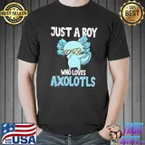 Funny Just A Boy Axolotls Kawaii Shirt