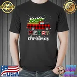 Funny Merry Christmas Buffalo Truck Tree Red Plaid For Men Women T-Shirt