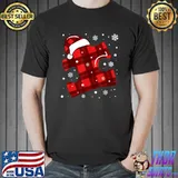Funny Merry Xmas Red Puzzle Plaid Santa Autism Awareness Christmas T-Shirt