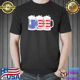 Funny Retro beer lover patriotic us flag 4th of july drinking shirt