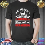 Funny Retro My Favorite Hockey Player Calls Me Grandmom Outfit T-Shirt