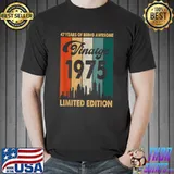 Funny Vintage 1975 47th Birthday Retro 47 Years Of Being Awesome T Shirt