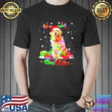 Golden retriever dog merry christmas party family shirt