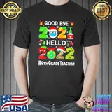 Goodbye 2021 hello 2022 5th grade teacher christmas shirt