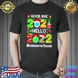 Goodbye 2021 hello 2022 kindergarten teacher christmas shirt