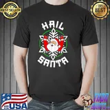 Hail Santa Christmas Sleigher Rock Roll Heavy Metal T shirt