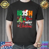 Irish You A Merry Christmas Santa Irish Flag Christmas Tree T-Shirt