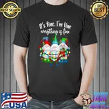 It's Fine I'm Fine Everything Is Fine Gnome Christmas Lights T-Shirt