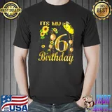 Its My 6th Birthday 6 Year Old Girl Sunflower Butterfly T-Shirt Unisex
