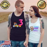 Kids 3rd Birthday Party for Kid 3 Year Old with Truck Shirt Tank Top