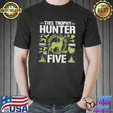 Kids 5 Year Old Hunting Birthday Party Duck Deer Hunter 5th Shirt Unisex