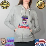 Let's Go Darwin Shirt Women Girl US Flag Vintage Messy Bun T-Shirt Full Zip Hooded