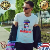 Let's Go Darwin Shirt Women Girl US Flag Vintage Messy Bun T-Shirt Unisex
