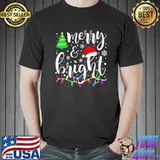 Merry And Bright Christmas Lights Family Christmas T-Shirt