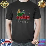 Merry Christmas Leopard Buffalo Truck Tree Red Plaid T-Shirt