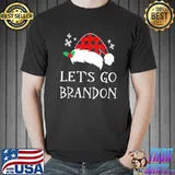 Merry Christmas Let’s go Branson Brandon Red Plaid Santa Hat T-Shirt