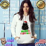Merry Fluffmas Catmas Christmas Cat Lover Santa Xmas Lights T-shirt
