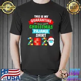 Nice 2020 Quarantine Christmas Pajama Santa Face Mask Shirt