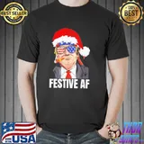 Nice Festive Trump Drinking Christmas Pajama Dear Santa T-Shirt